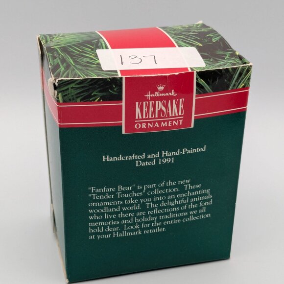 Hallmark Keepsake Fanfare Bear 1991, Tender Touches Collection, Vintage Ornament - Picture 9 of 11